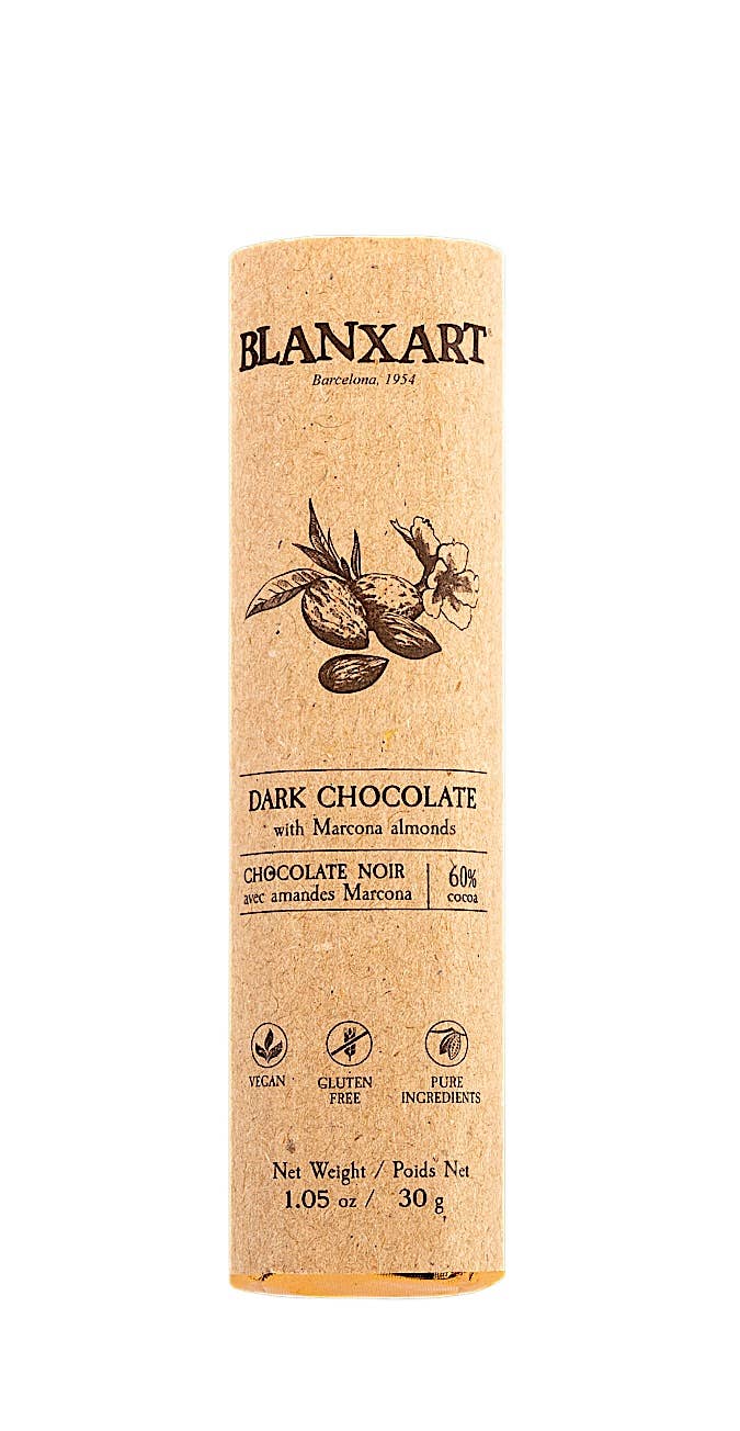 Blanxart Small Chocolate Bar with Marcona Almonds from Spain 60% Cocoa - 1.06 oz - SEARED LIVING