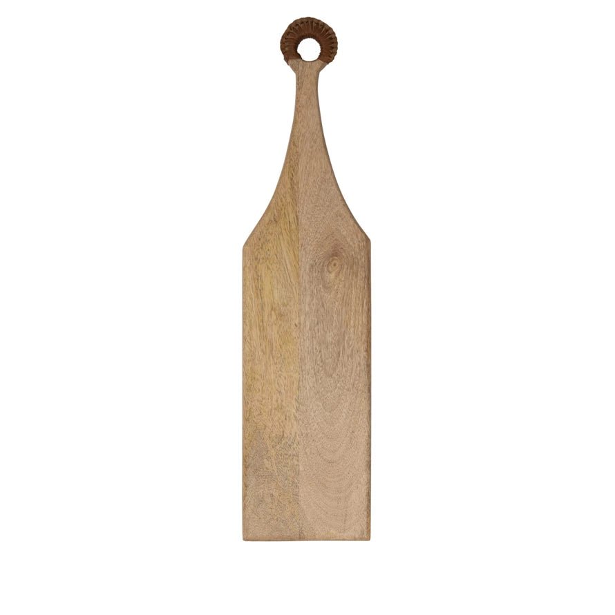 Long Mango Wood Cheese/Cutting Board Leather Handle - SEARED LIVING