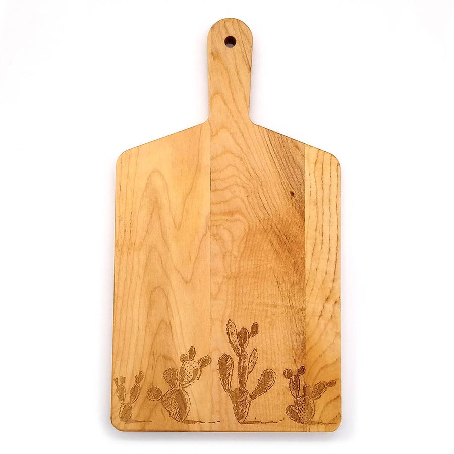 Maple Rectangle Handled Cheese Board-Cacti - SEARED LIVING