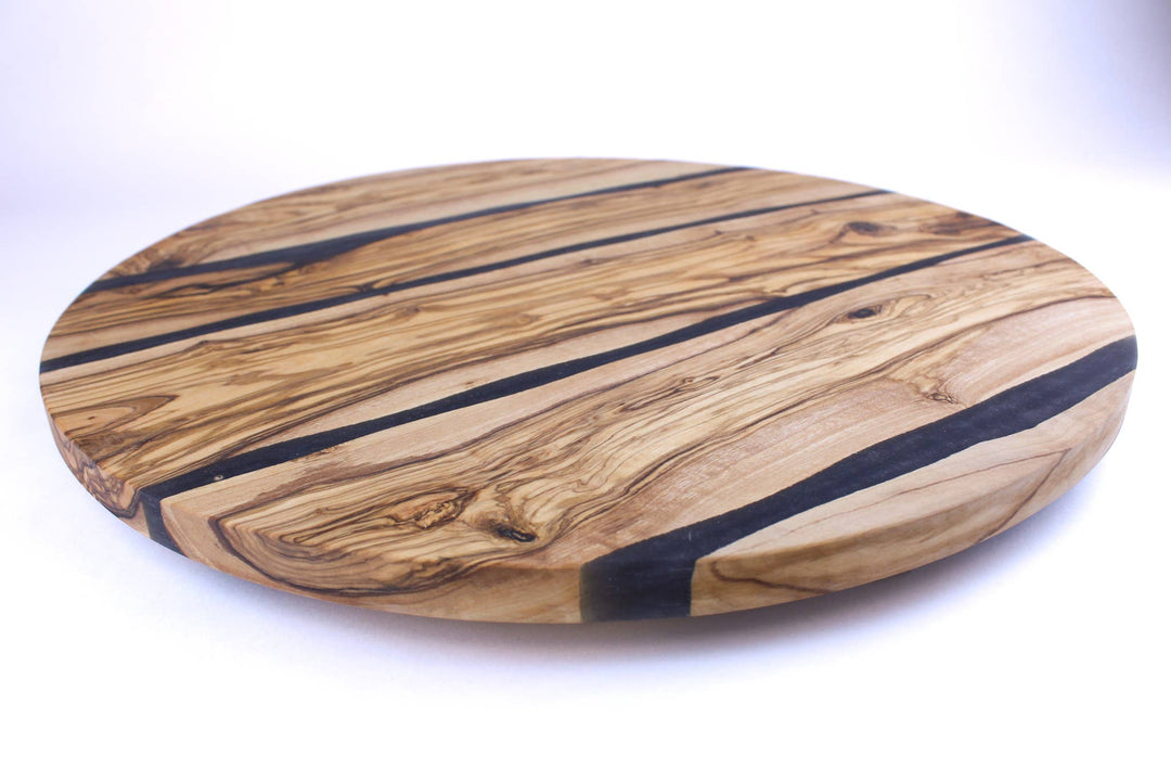 Olive Wood Resin Lazy Susan: Small / Blue - SEARED LIVING